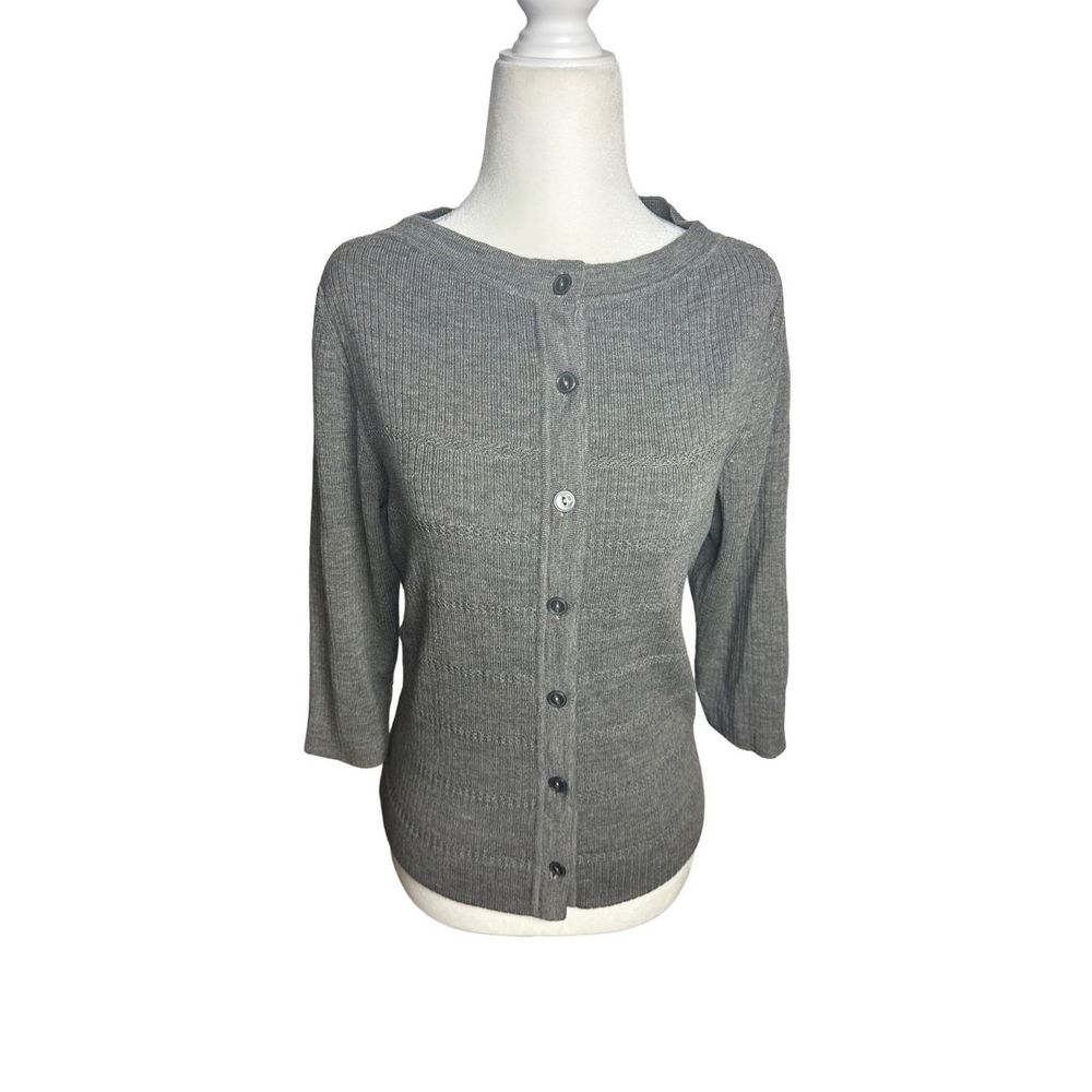Bernhard Altmann Vintage 100% Merino Wool Gray Cardigan Sweater Est Size Sml